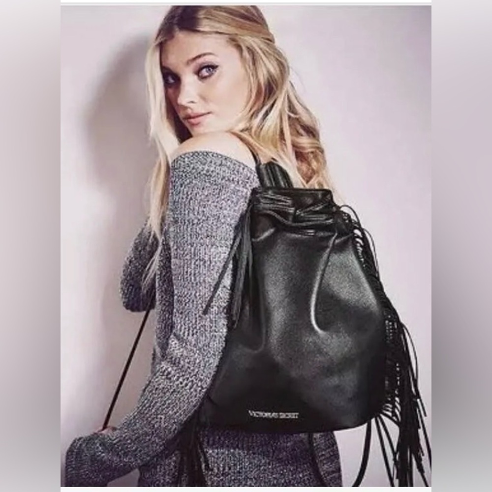 Victoria's Secret Black Fringed Backpack